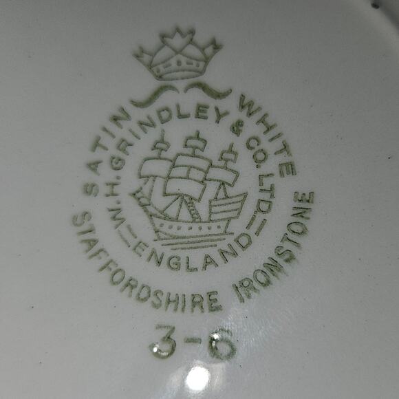 Set of 3 Grindley Satin White Staffordshire Ironstone 6" Plates Silver Rim - Picture 3 of 6
